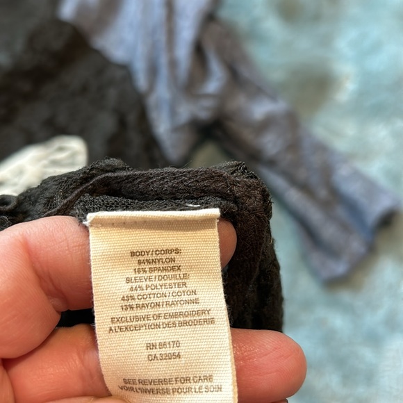 We The Free Embroidered Butterfly on Lace T-Shirt Top-Large - Picture 8 of 9